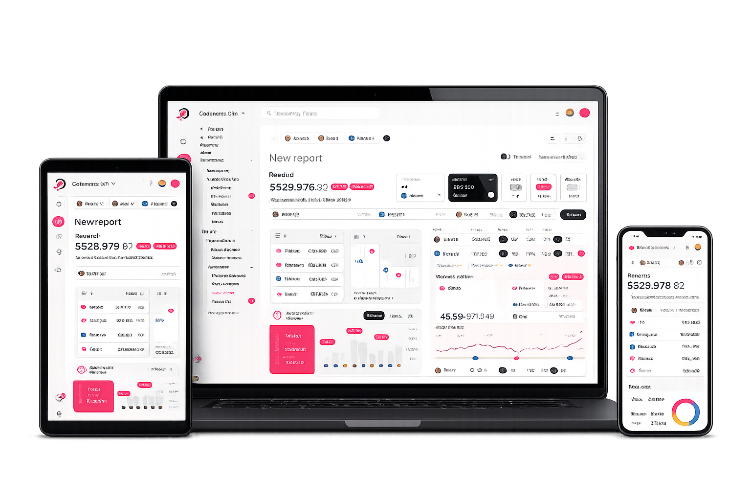 Laptop, tablet, and mobile dashboard mockup